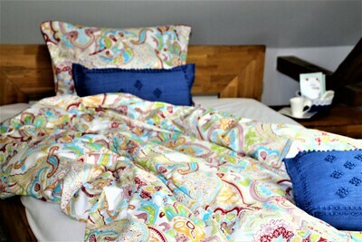 Bettwäsche Set Satin PAISLEY ROT 135x200+80x80