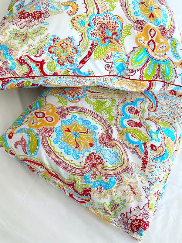 Bettwäsche Set Satin PAISLEY Rot 135x200+80x80