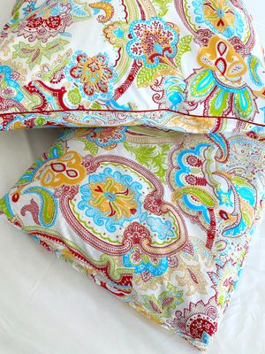 Bettwäsche Set Satin PAISLEY Rot 135x200+80x80