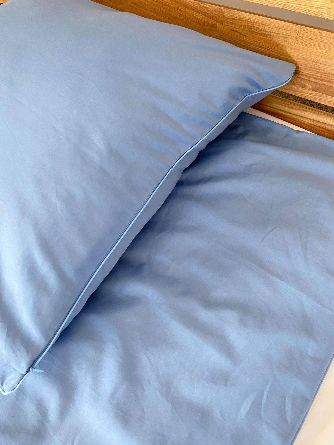 Bettwäsche Set Satin PLAIN Blau 100% Baumwolle 135x200+80x80