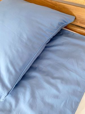 Bettwäsche Set Satin PLAIN Blau 100% Baumwolle 135x200+80x80