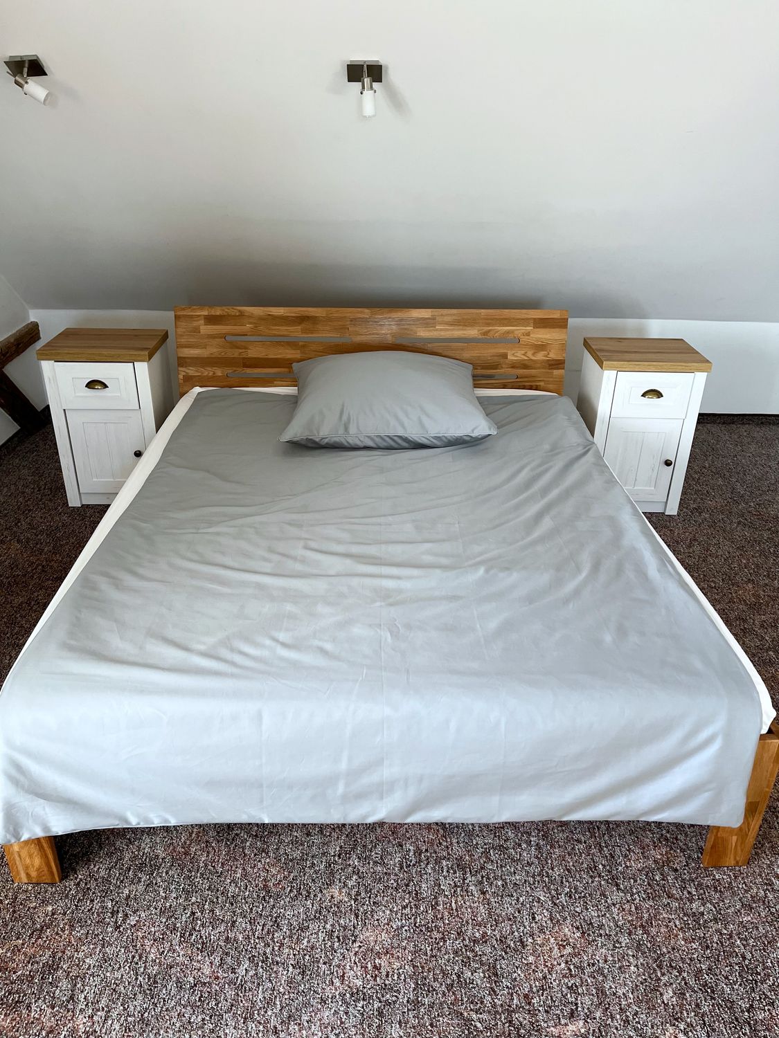 Bettwäsche Set Satin Stahlgrau 135 x 200 + 80 x 80
