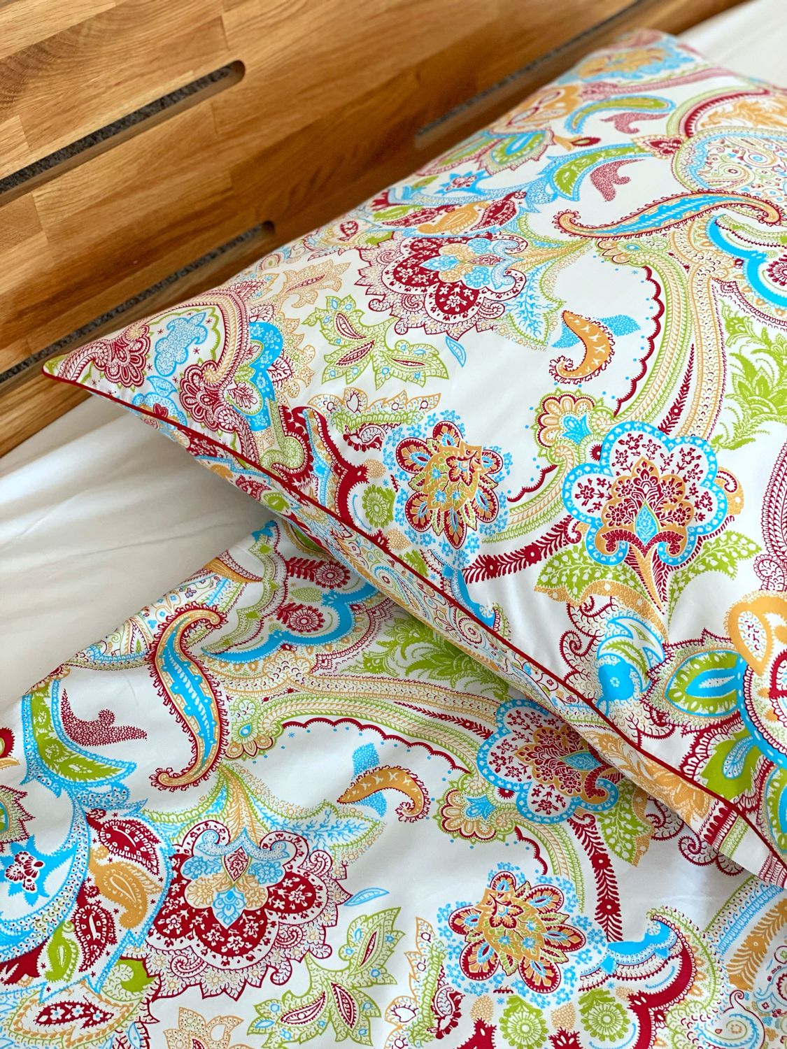 Bettwäsche Set Satin PAISLEY Rot 200x200+2/80x80