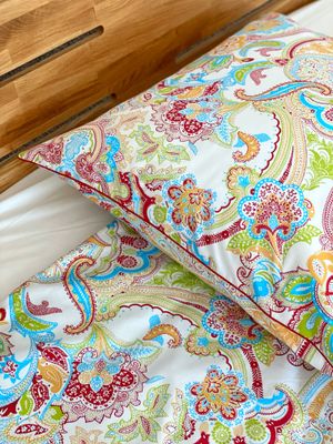 Bettwäsche Set Satin PAISLEY Rot 200x200+2/80x80