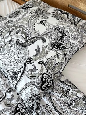 Bettwäsche Set Satin PAISLEY Grau 155x220-80x80