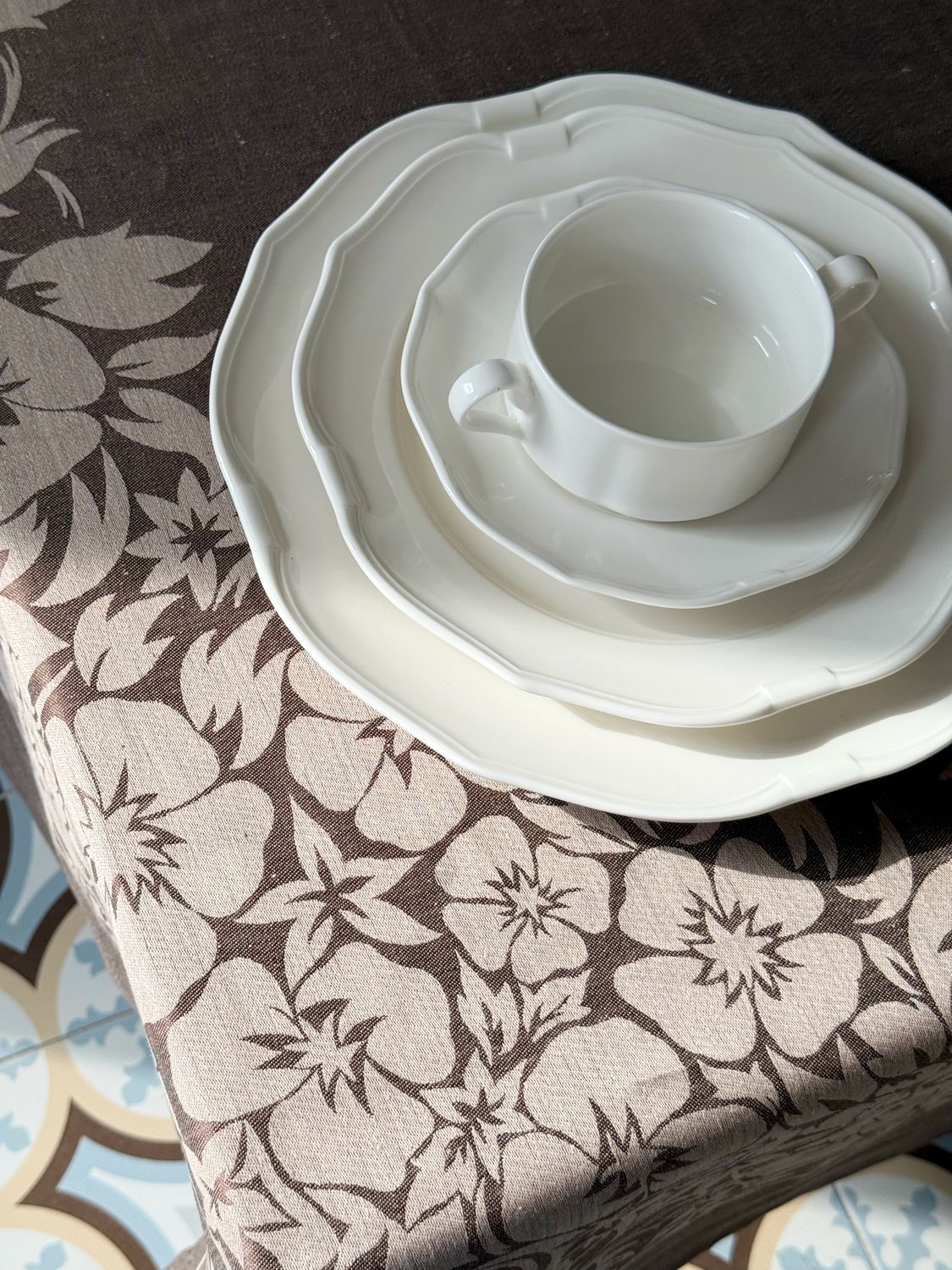 Tischdecke &amp; Servietten aus 100 % Lein