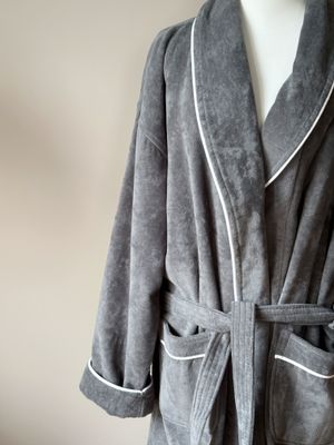 Bademantel Velours Dunkelgrau aus 100 % Baumwolle