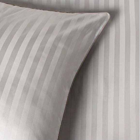 Bettwäsche Set Satin STRIPE Hellbraun gestreift (100% Baumwolle) 155X220+80X80
