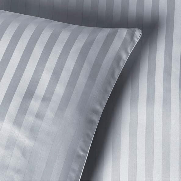 Bettwäsche Set Satin STRIPE Stahlgrau gestreift 100% Baumwolle135x200+80x80