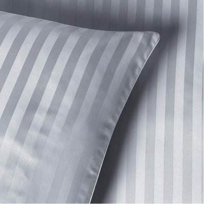 Bettwäsche Set Satin STRIPE Stahlgrau gestreift 100% Baumwolle135x200+80x80