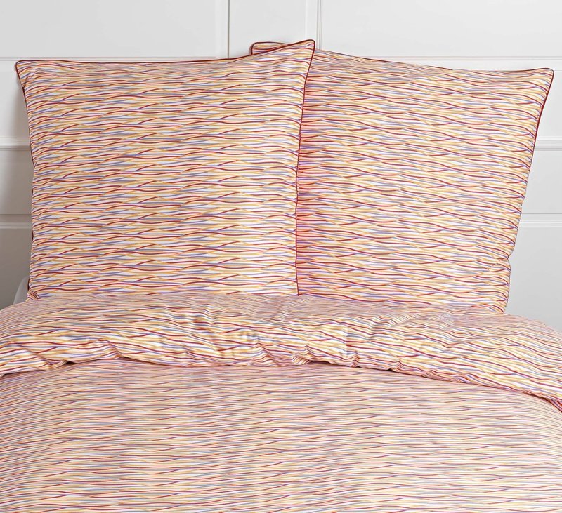 Bettwäsche Set Satin PRINTED WAVES  Red135x200+ 80x80