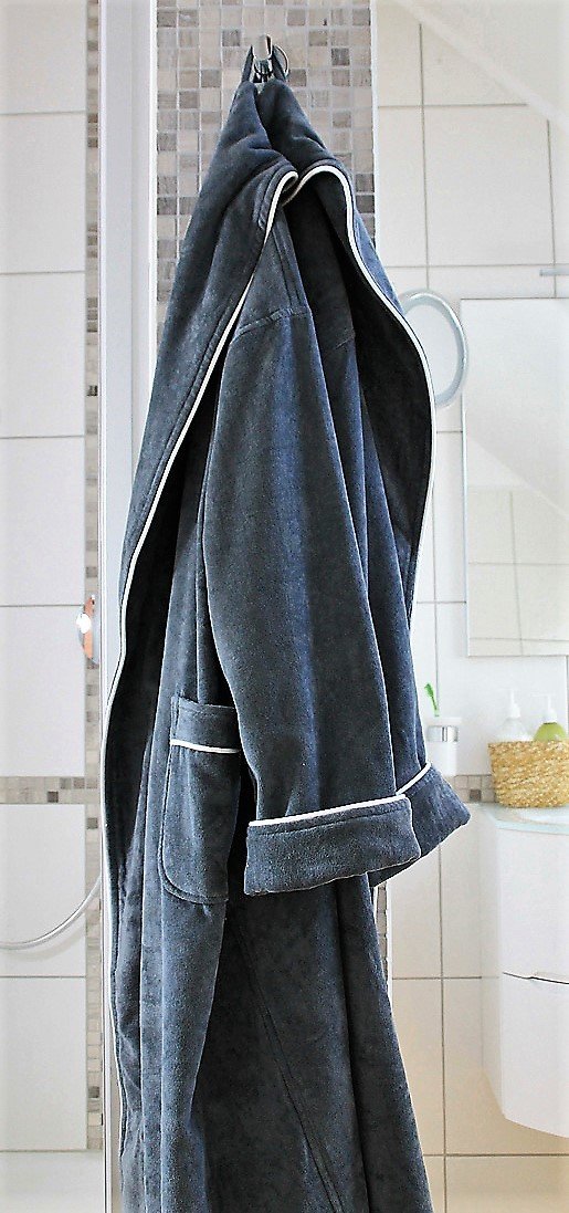 Bademantel Velours Dunkelgrau aus 100 % Baumwolle