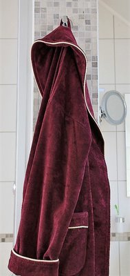 Bademantel Velours Berdeaux/Beige aus 100 % Baumwolle