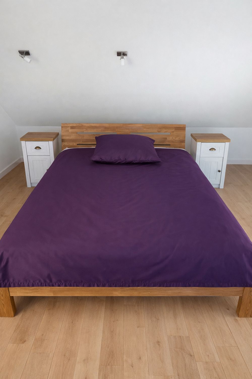 Bettwäsche Set Satin SOLID  Violett 155x220+80x80