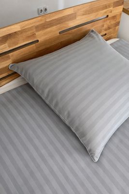 Bettwäsche Set Satin STRIPE Stahlgrau gestreift 100% Baumwolle135x200+80x80