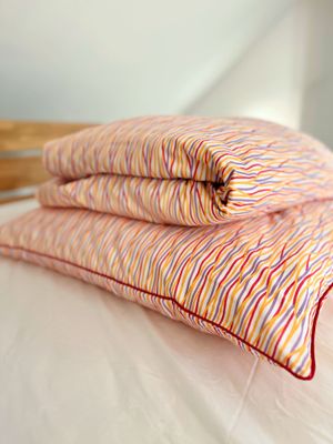 Bettwäsche Set Satin PRINTED WAVES  Red 135x200+ 80x80