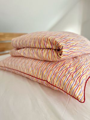 Bettwäsche Set Satin PRINTED WAVES  Red 155x220+ 80x80
