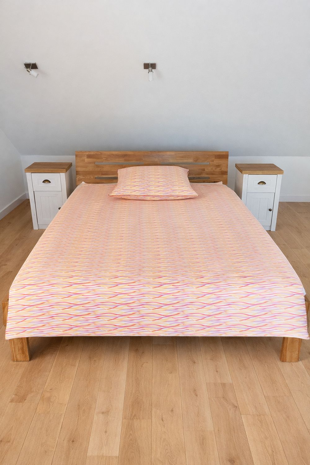 Bettwäsche Set Satin PRINTED WAVES  Red 155x220+ 80x80