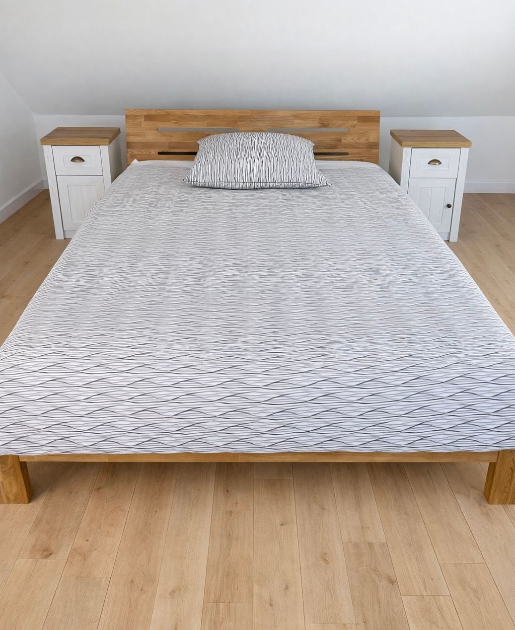 Bettwäsche Set Satin PRINTED WAVES Grau  200 x 200 - 2/80 x 80