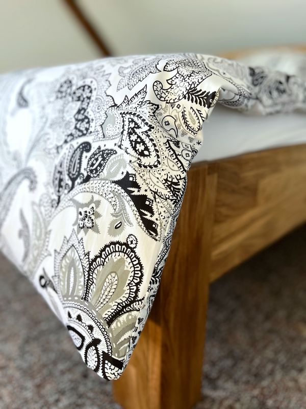 Bettwäsche Set Satin PAISLEY Grau 155x220-80x80
