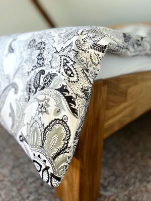 Bettwäsche Set Satin PAISLEY Grau 155x220-80x80