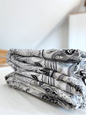 Bettwäsche Set Satin PAISLEY Grau 155x220-80x80