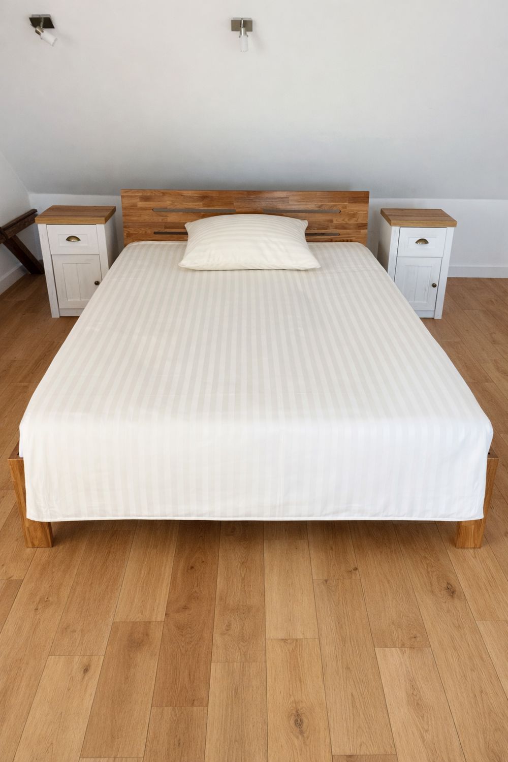 Bettwäsche Set Satin STRIPE Creme 155x220+80x80