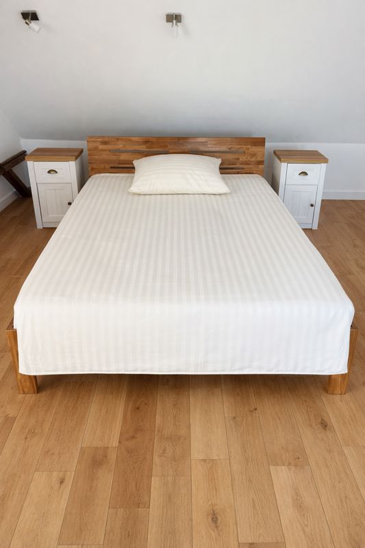 Bettwäsche Set Satin STRIPE Creme 155x220+80x80