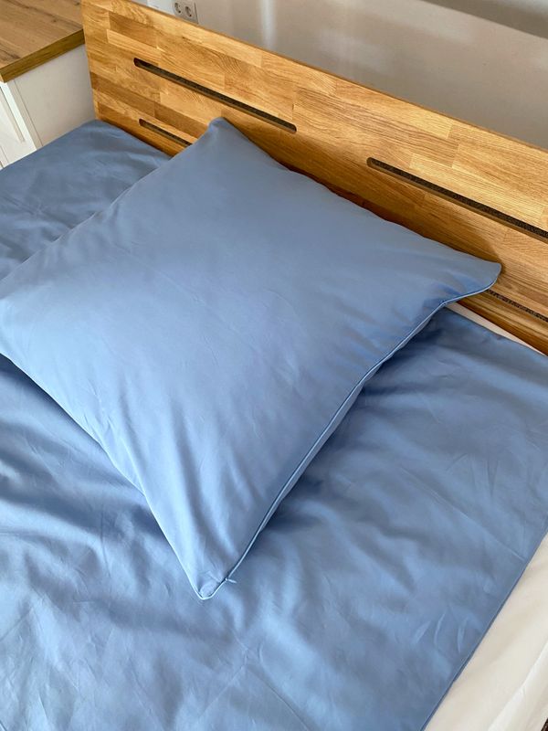 Bettwäsche Set Satin PLAIN Blau 200x200+2/80x80