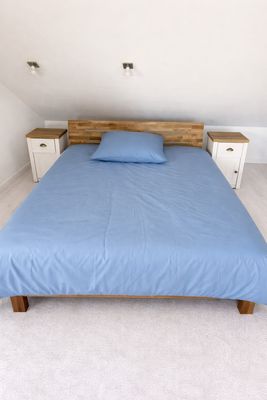 Bettwäsche Set Satin PLAIN Blau 100% Baumwolle 135x200+80x80