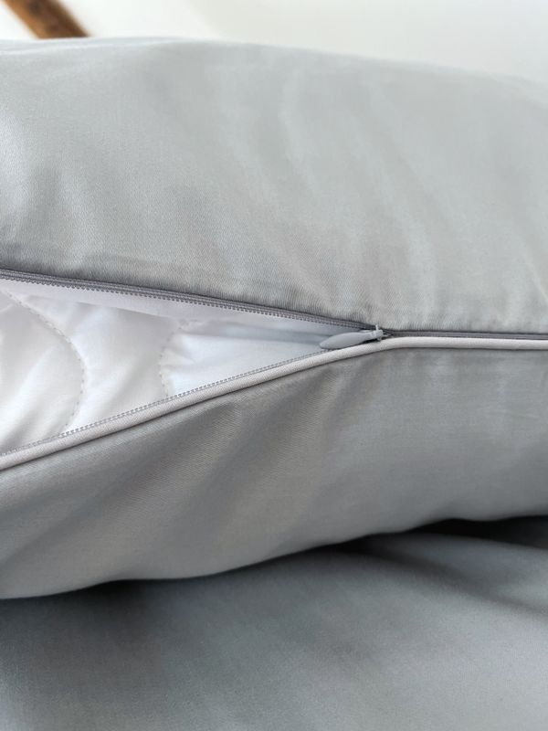 Bettwäsche Set Satin PLAIN Stahlgrau 200x200+2/80x80