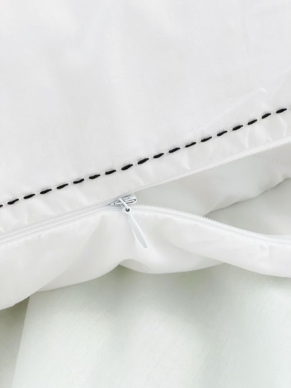 Bettwäsche Set Satin PICO Weiß  155 x 220 - 80 x 80