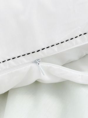 Bettwäsche Set Satin PICO Weiß  155 x 220 - 80 x 80