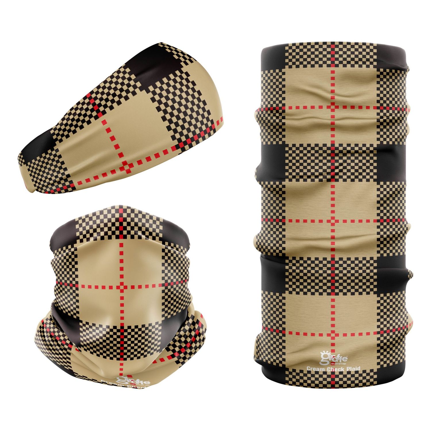 Cream Check Plaid Tartan Snood