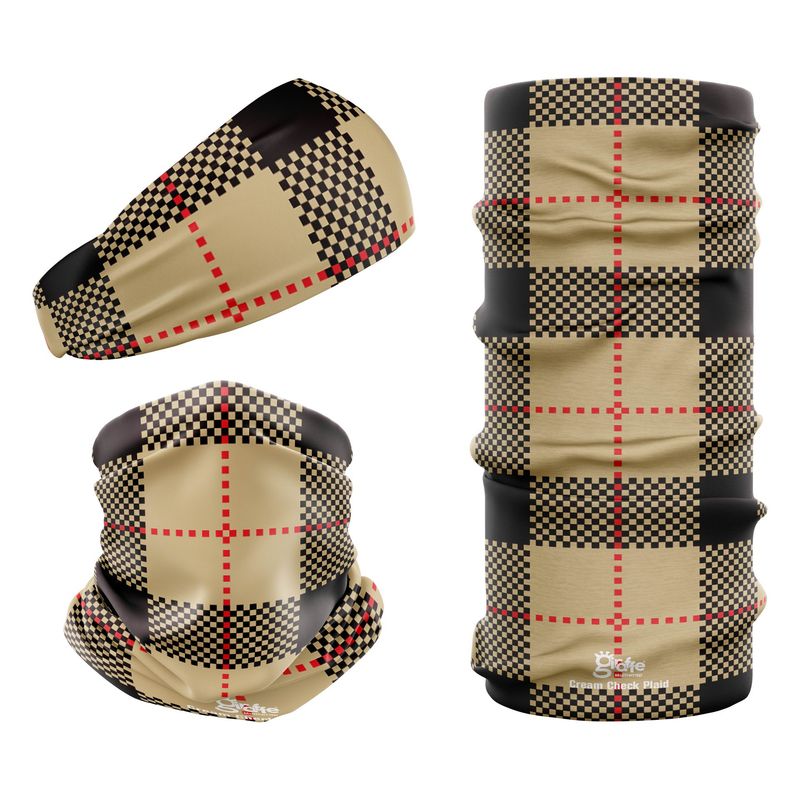 Cream Check Plaid Tartan Snood
