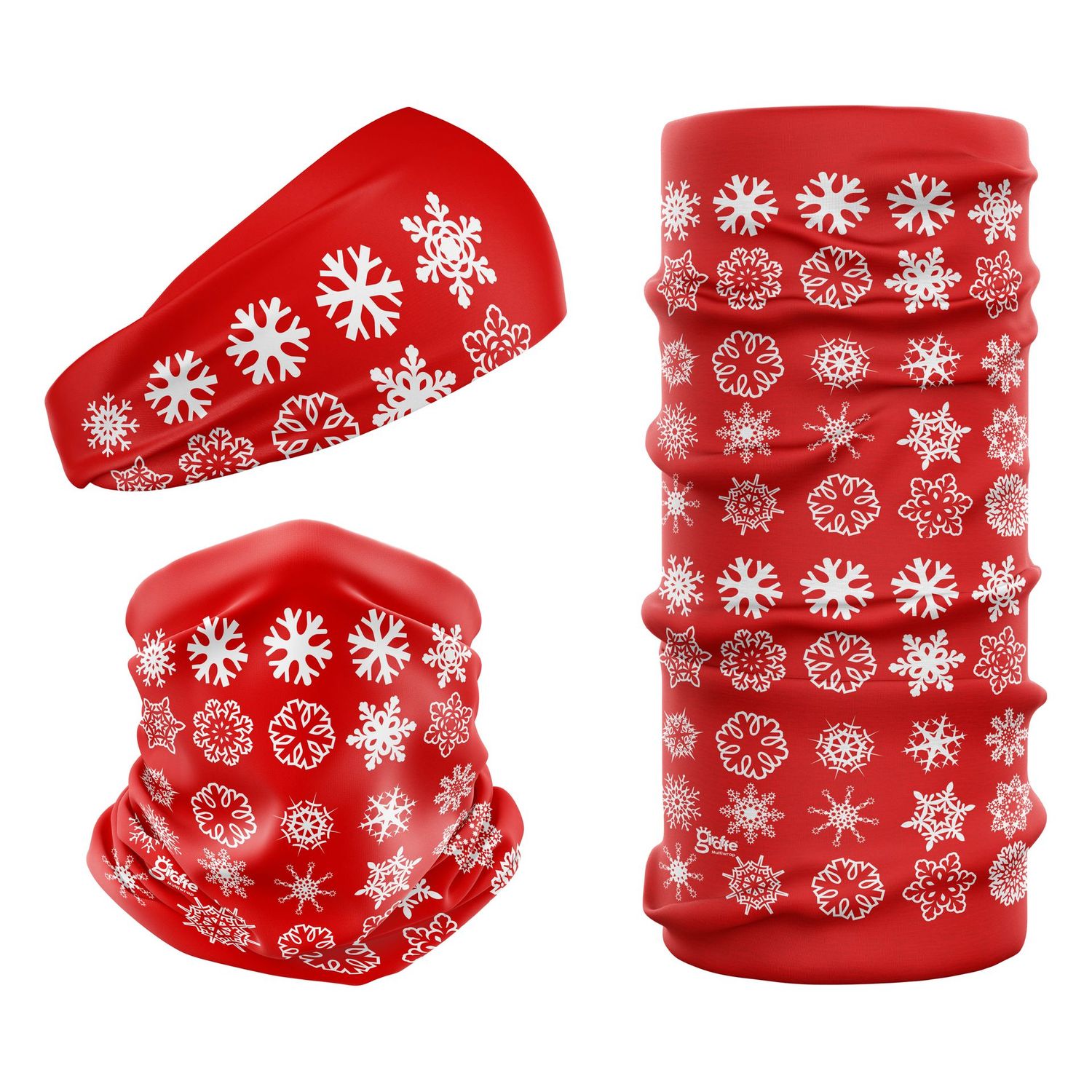 Snowflakes On Red G-615 Snood