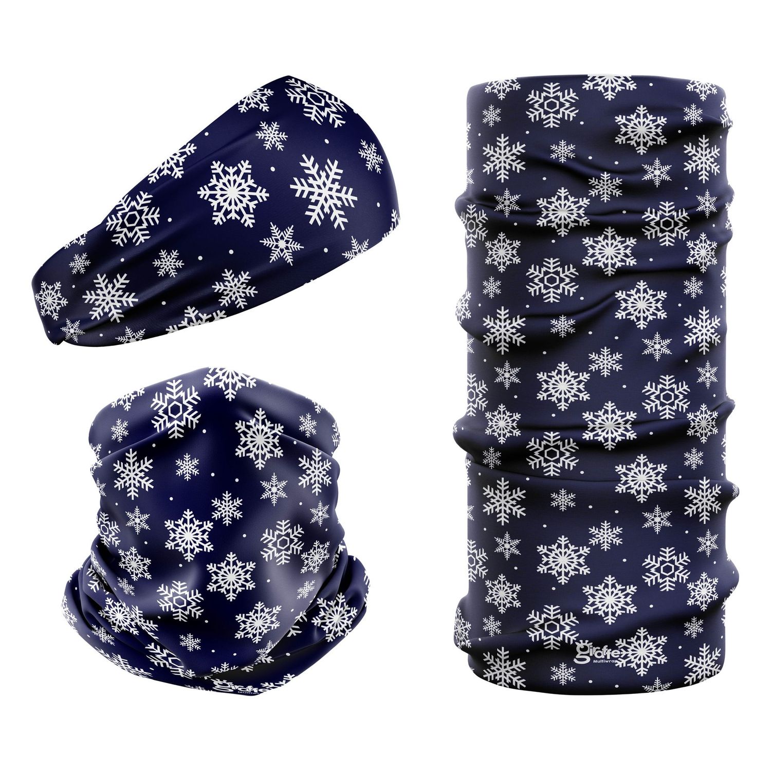 Winter Snowflakes On Navy G-943 Snood