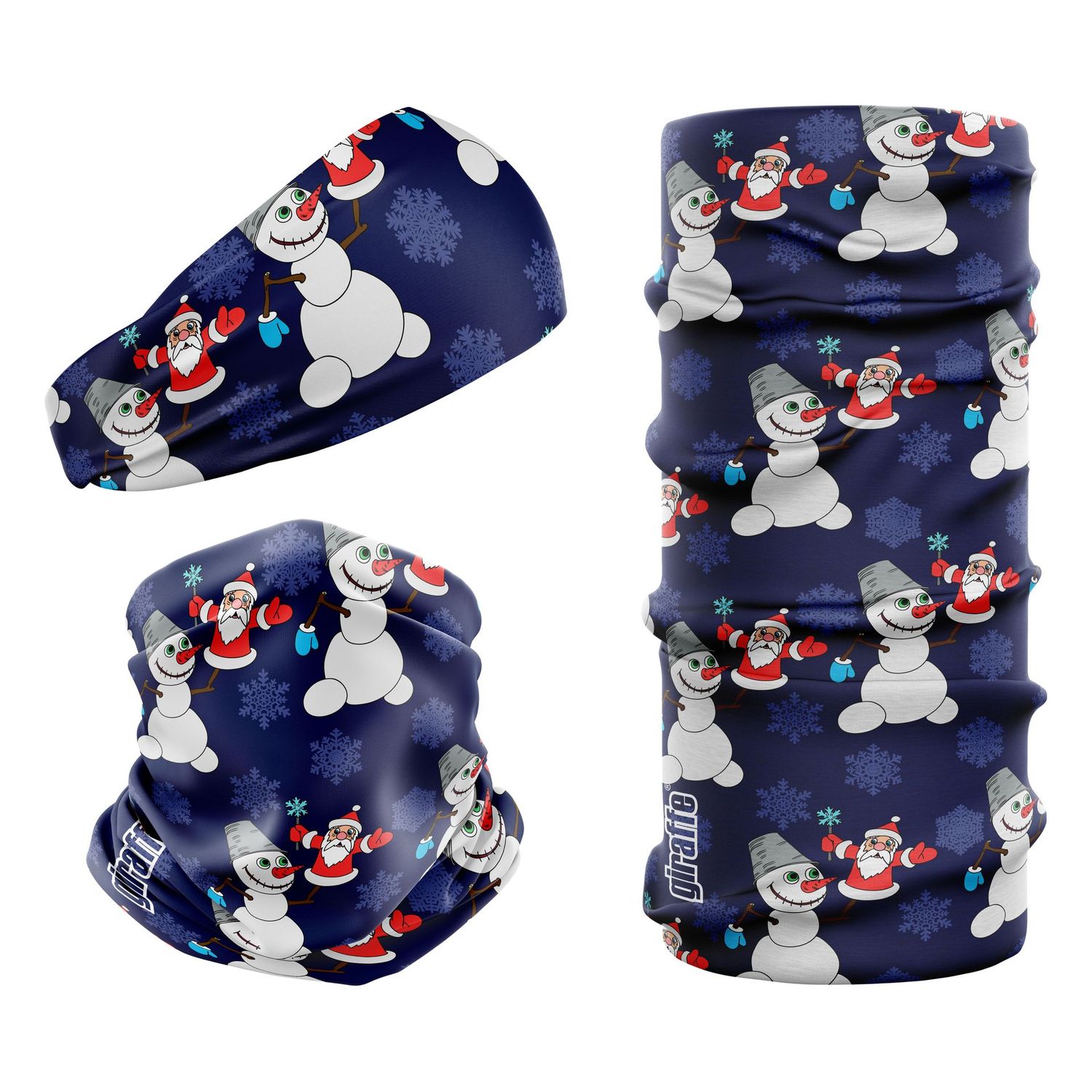 G-325 Snowman & Santa Xmas Blue Snood