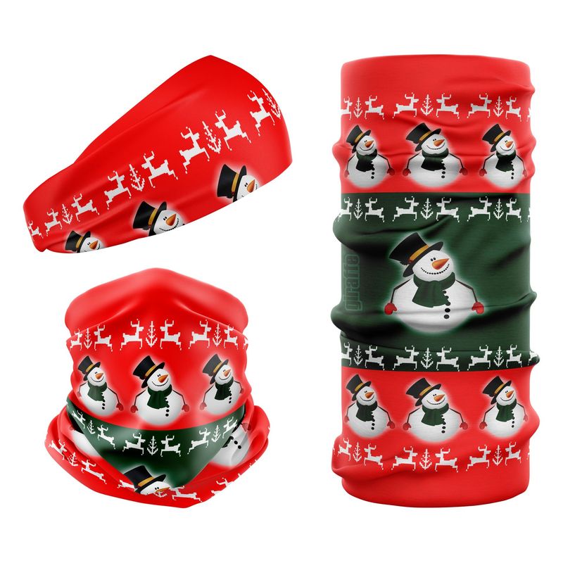 G-326 Fat Snowman Xmas Green Red Snood