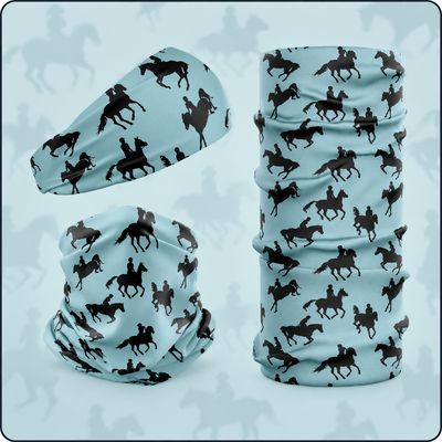 Horses equestrian multifunctional snood headwear neckwear blue