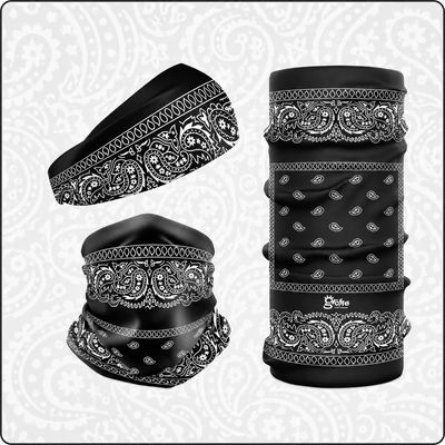 Biker black paisley multifunctional snood neckwear headwear