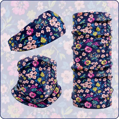Floral blue multifunctional snood