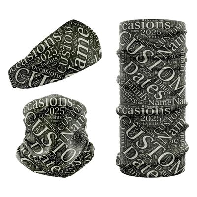 Personalised Name Text Cloud Neck Warmer Headwear. Design Wild Green Snood