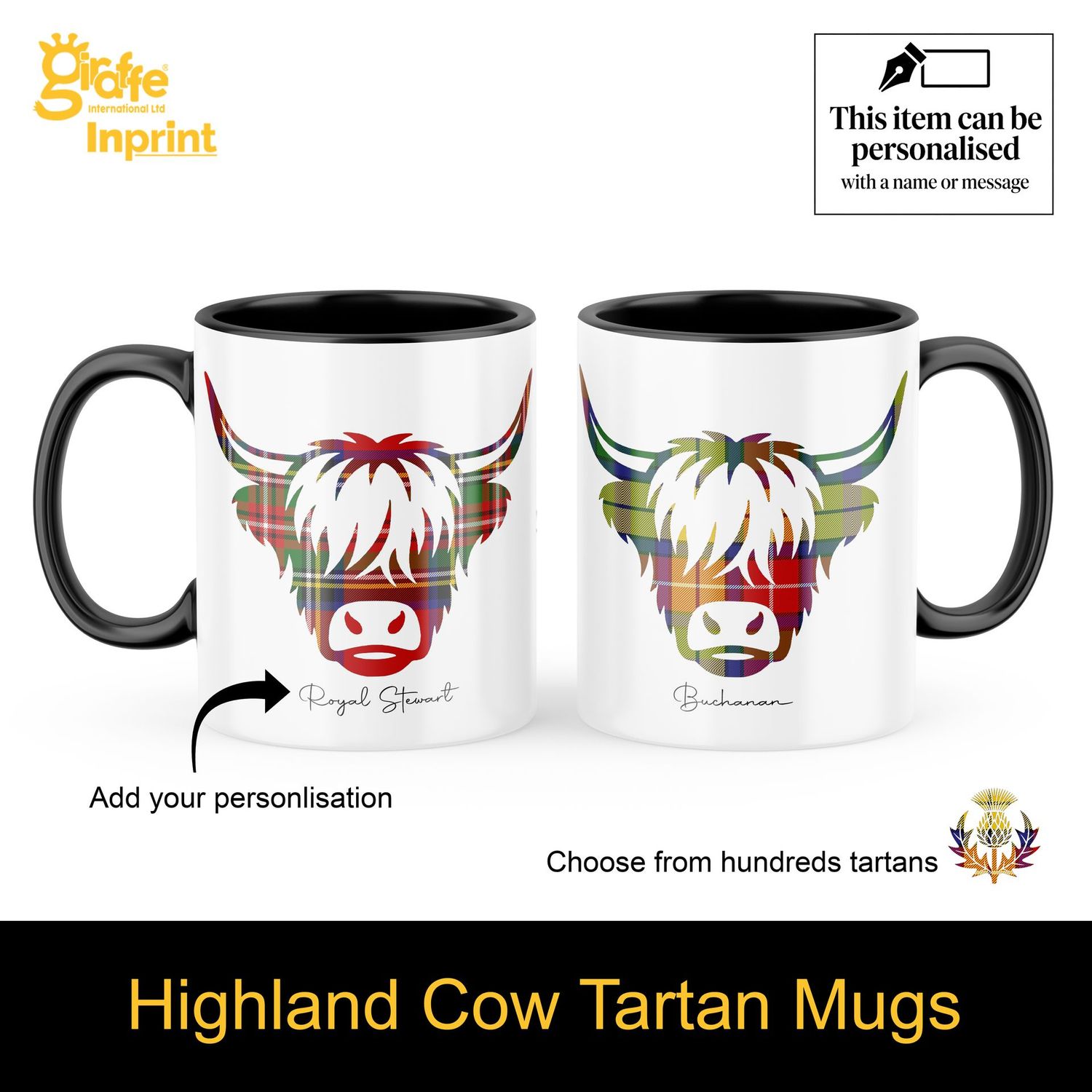 Custom Highland Cow Tartan Mug.