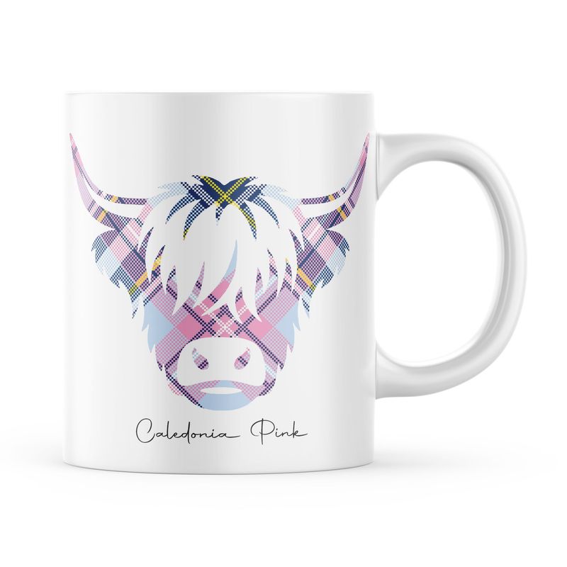 Caledonia Pink Tartan Highland Cow Edition Mug