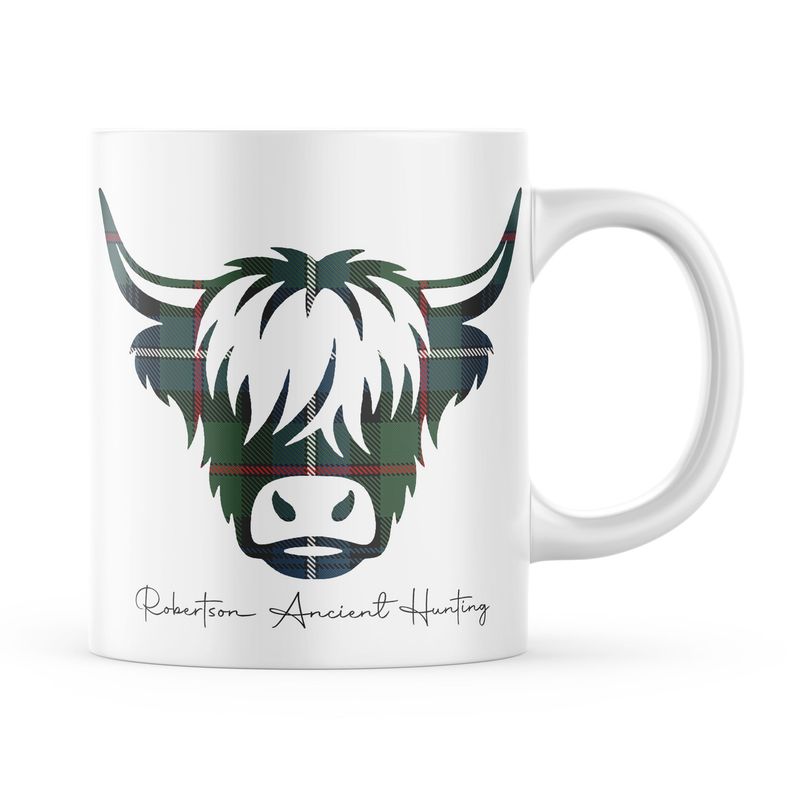 Robertson Ancient Hunting Tartan Highland Cow Edition Mug