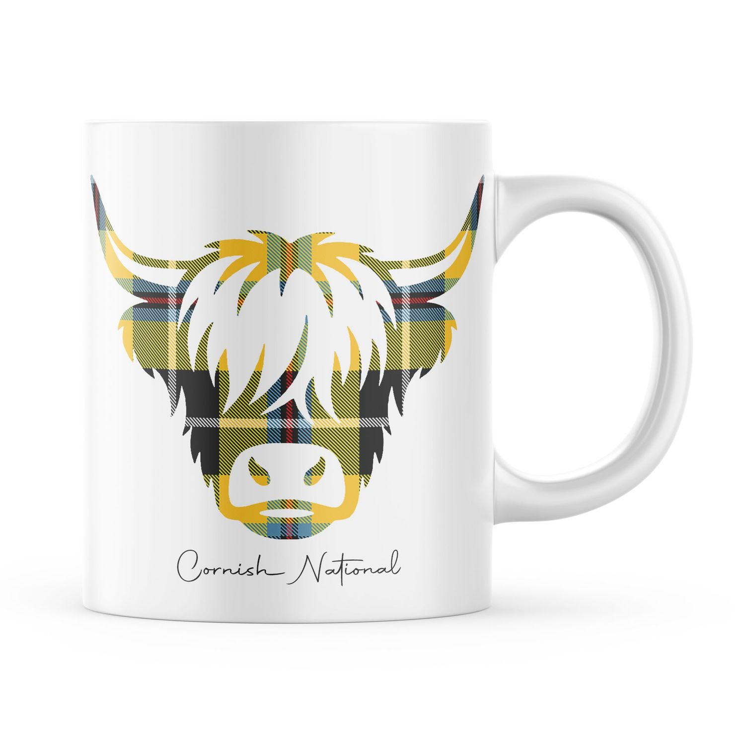 Cornish National Tartan Highland Cow Edition Mug
