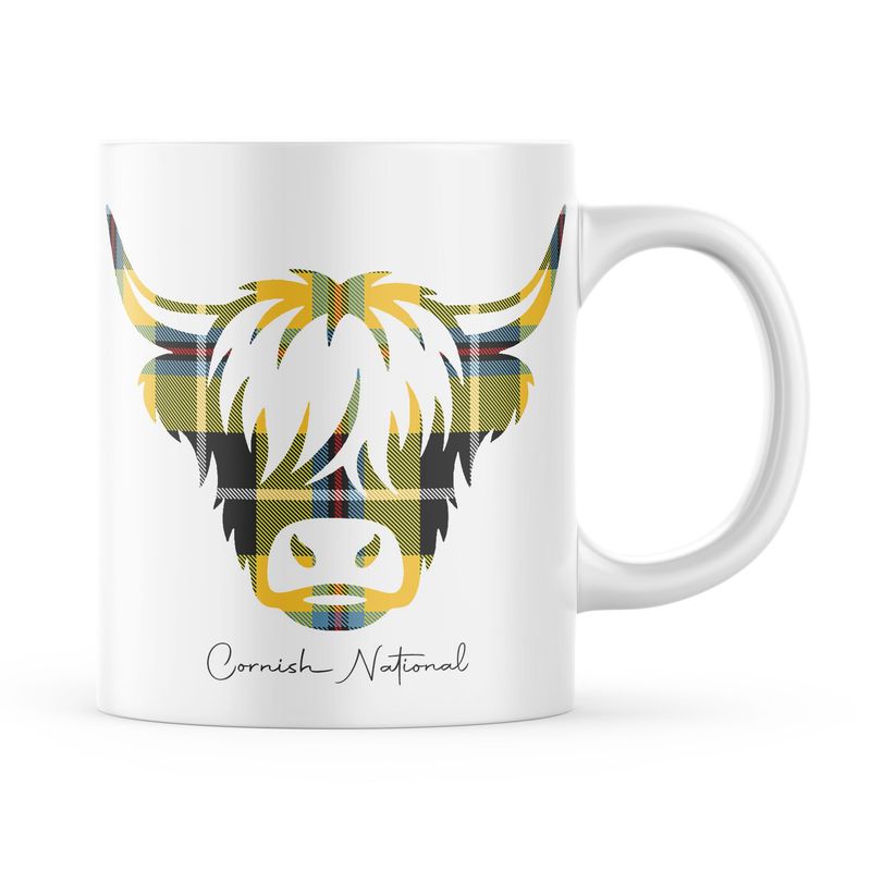 Cornish National Tartan Highland Cow Edition Mug
