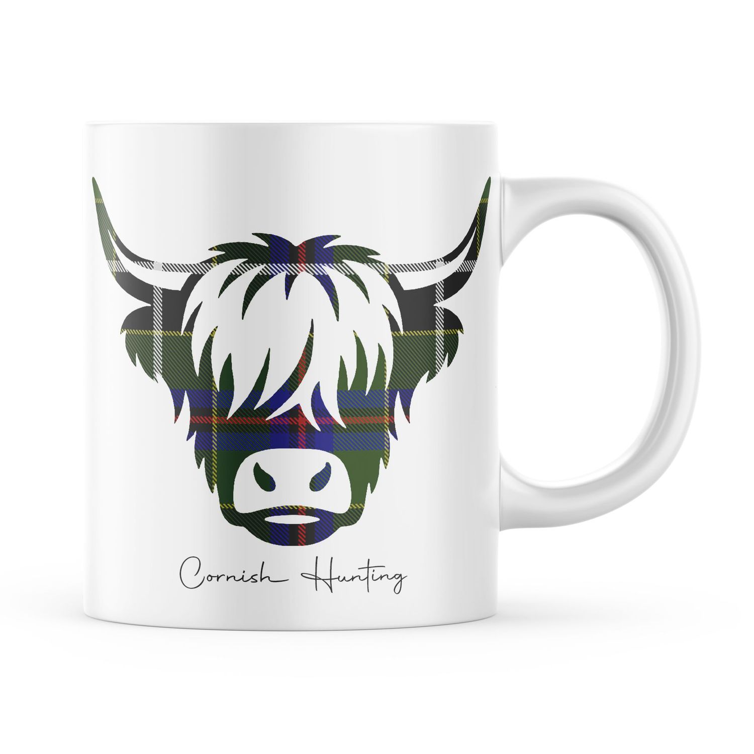 Cornish Hunting Tartan Highland Cow Edition Mug