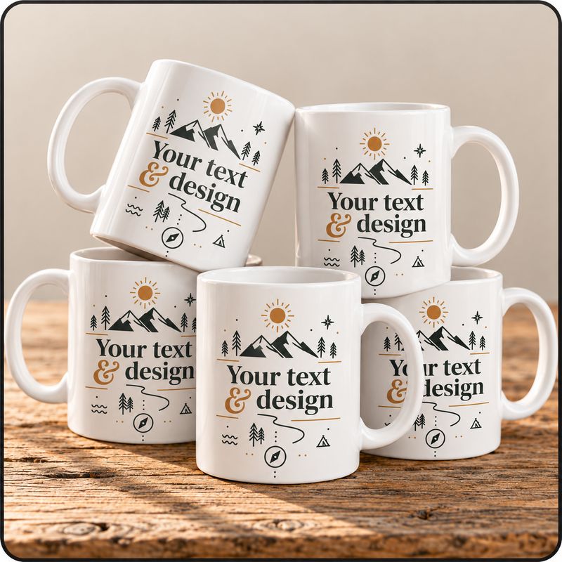 50 x Custom mugs printed promotional mugs your logo , text or photo